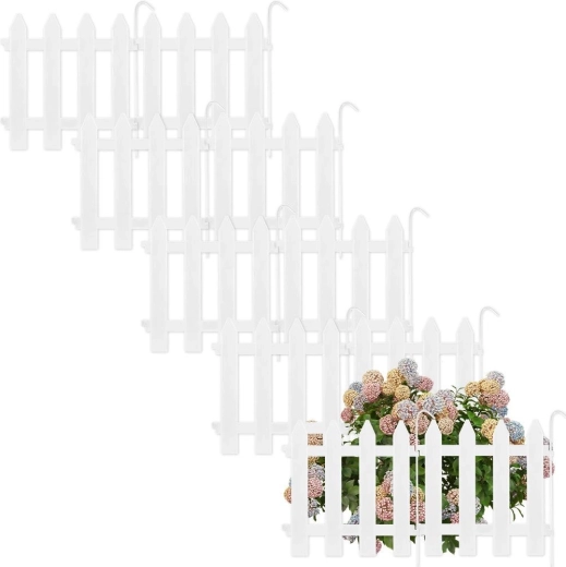 White garden edging fence 30 × 30 cm, set of 10