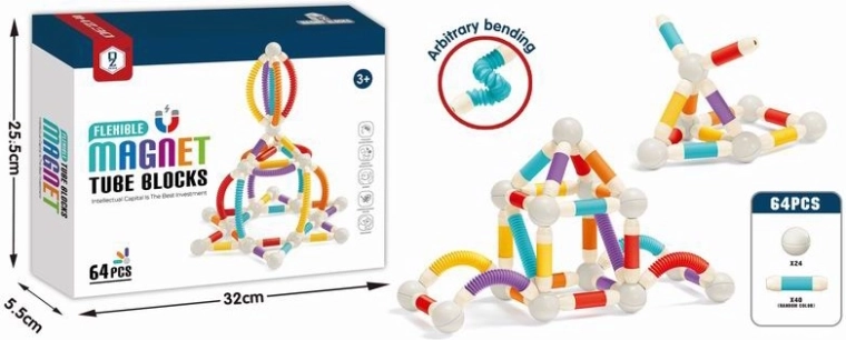 Movable Magnetic Building Set, 64 Pieces