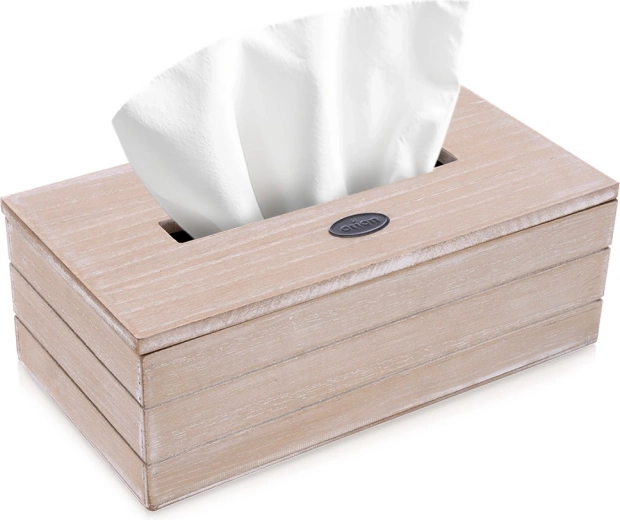 Boîte beige pour mouchoirs en papier 25 × 13,5 × 9 cm