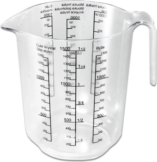 Verre doseur en plastique 1,5 l avec marquage