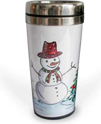 Mug isotherme Bonhomme de neige 450 ml avec fond antidérapant