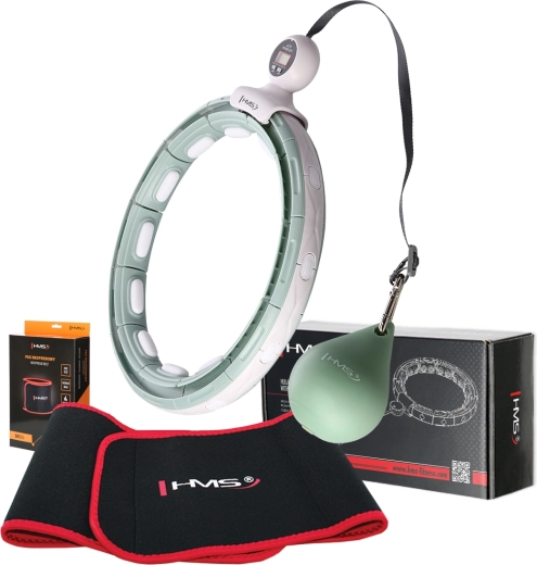 Set masserende hula hoop met gewicht en teller + afslankriem HMS