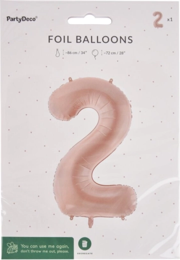 Ballon en aluminium chiffre 2 beige 72 cm