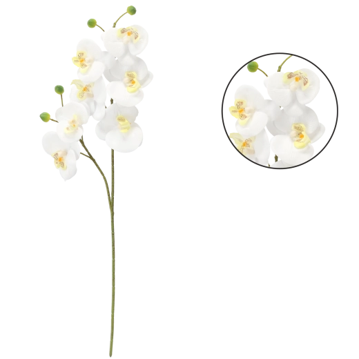 Branche d’orchidée artificielle 64 cm blanche