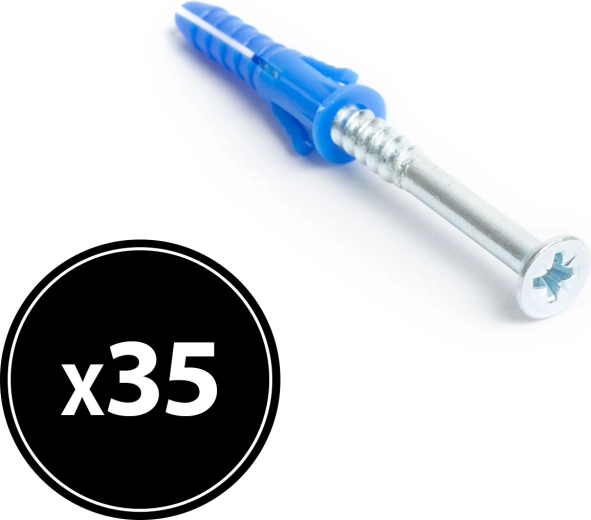 Cheville avec vis 6 × 30 mm, 35 pièces