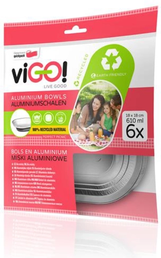 Vigo! bol en aluminium 18 cm, hauteur 3,4 cm, 6 pcs