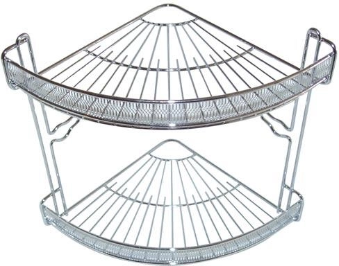 Eck-Badezimmerablage, 2 Ebenen, Chrom, 22 × 22 × 27 cm