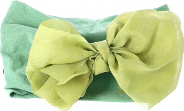 Children's headband with bow - green, wide