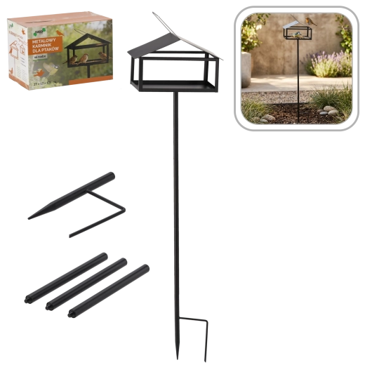 Mangeoire métallique pour oiseaux sur pied