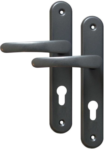 MICHAELA door hardware handle with key, 72 mm backset, grey