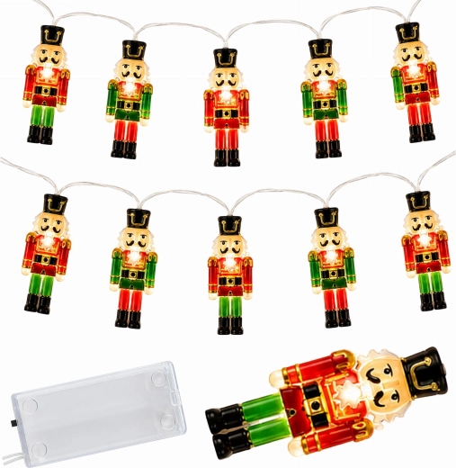 Christmas LED String Lights with Nutcrackers, 10 Lights - 1 Piece