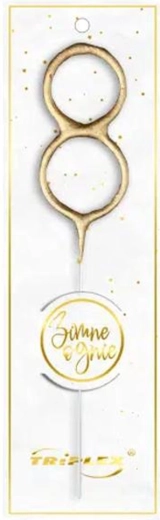 Wunderkerze Nummer 8, gold, 16,5 cm