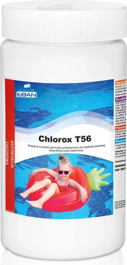 Chlorox T56 granulé 1 kg pour la désinfection choc de l’eau de piscine