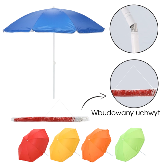 Strandparasol 155 cm met knikgewricht, mix kleuren