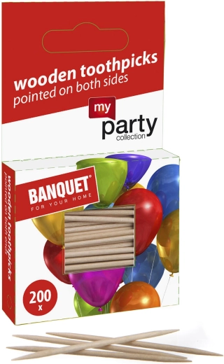 My Party piques en bois à double pointe 200 pièces