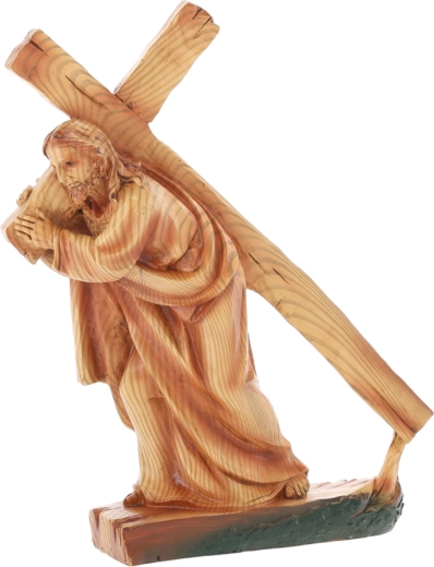 Polyresin statue of Jesus carrying the cross 23 × 7 × 28.5 cm