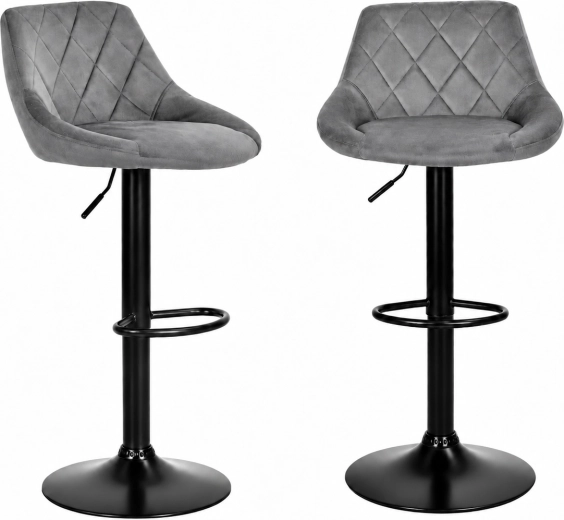 Swivel bar stool with adjustable height, grey velvet ModernHome