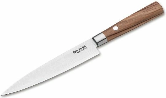 Böker Manufaktur Solingen Damast Olive Utility Kitchen Knife 15 cm