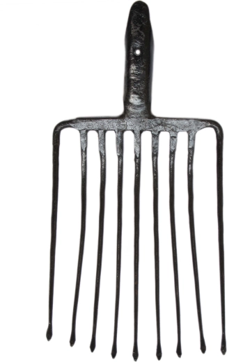 Forged stone fork, 9 tines, without handle