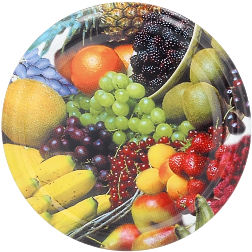 Set aus Metall-Schraubdeckeln Twist-off 82 mm mit Fruchtdekor, 10 Stk.