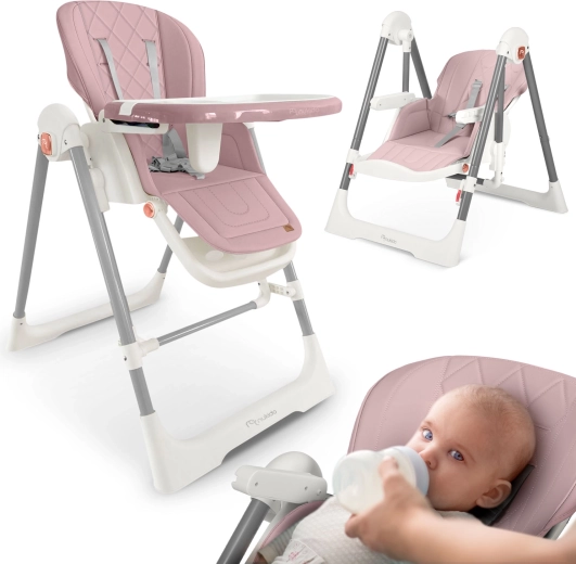 Chaise haute 3-en-1 Nukido Elite rose