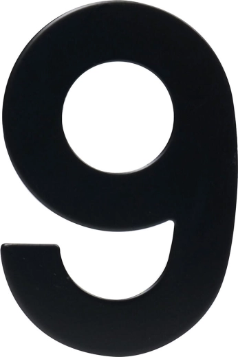 Huisnummer 9, 95 mm, roestvrij staal, matzwart