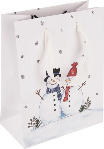 Sac cadeau en papier avec motif bonhomme de neige 14 × 7 × 18 cm