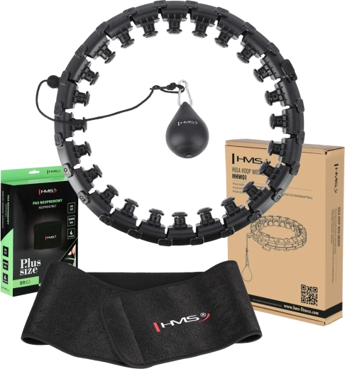 Slimmer massagerende hula hoop HMS HHW12 Plus met verstelbare ring en band BR163 – zwart