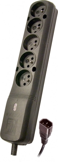 Surge-protected power strip LZ-530 BW 1.5 m with IEC connector