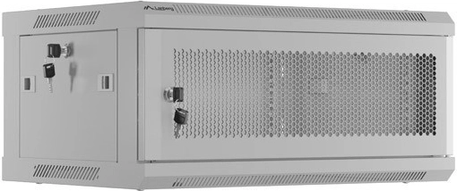 wall-mounted rack cabinet 19" 4U 600 × 450 with perforated door, gray