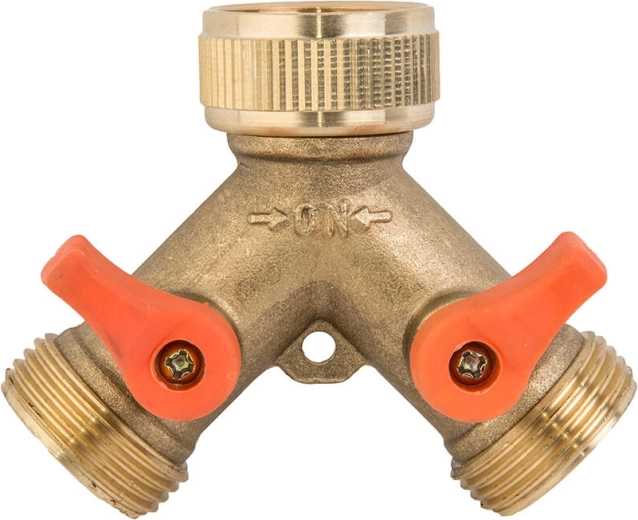 Brass Y-Splitter for Garden Faucet 3/4" with Valves