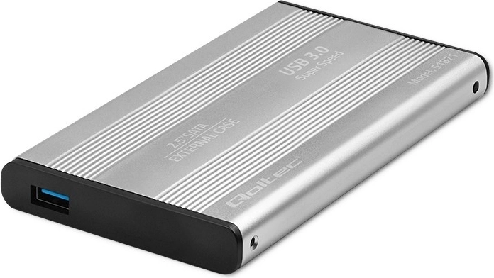 Aluminum external enclosure for 2.5" SSD/HDD SATA, USB 3.0, silver