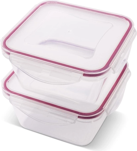 Lamart Clip, ensemble de boîtes alimentaires carrées 2 × 600 ml