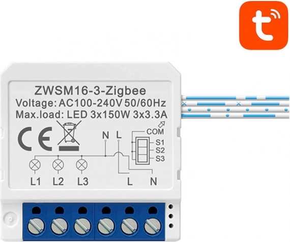 Smart three-channel ZigBee Avatto switching module for lighting TUYA