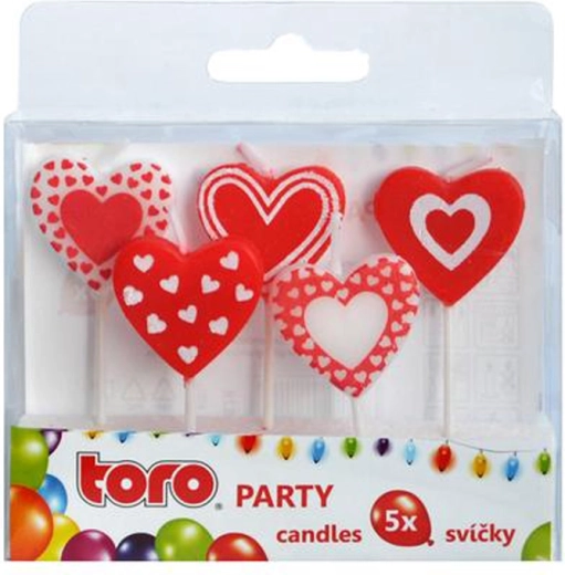 Bougies de gâteau à piquer TORO cœur, 5 pcs