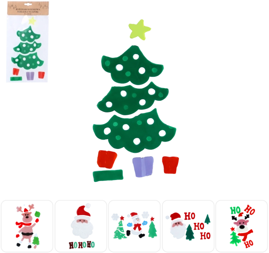 Weihnachtliche Gel-Fensteraufkleber 15 × 30 cm, Set mit 6 Motiven