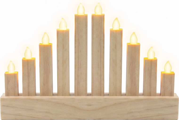 Solight wooden LED candle holder with 10 lights