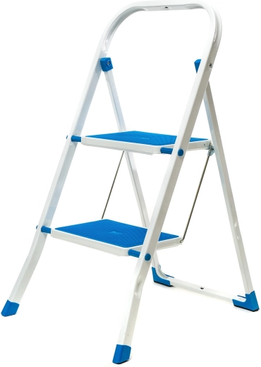 Metal step stool with two anti-slip steps, load capacity 150 kg