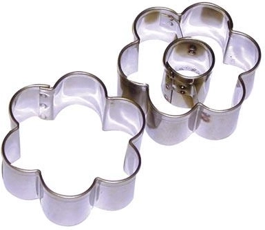 Stainless Steel Cookie Cutters Flower with Center 5 cm, Set of 2 Pieces