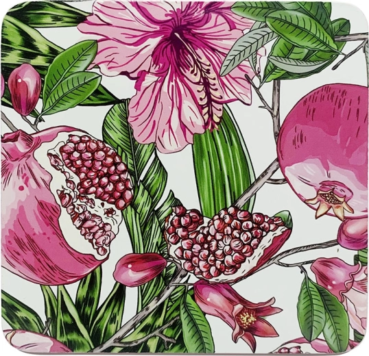 Set of 4 Hibiscus Coasters 10 × 10 cm in a Gift Box