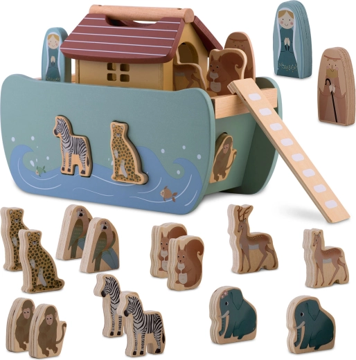 Houten Noach’s Ark met diertjes Nukido