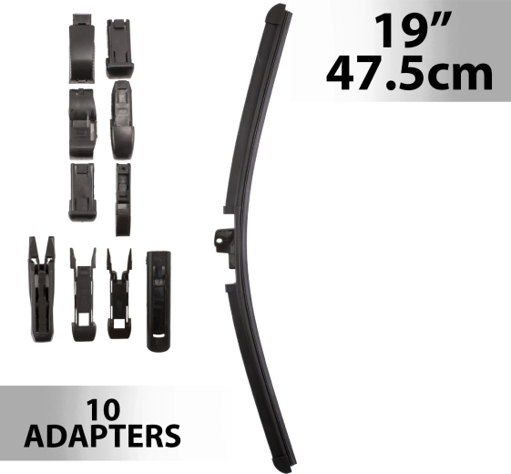 Carguard Windshield Wiper 19 inches / 47.5 cm with 10 Adapters