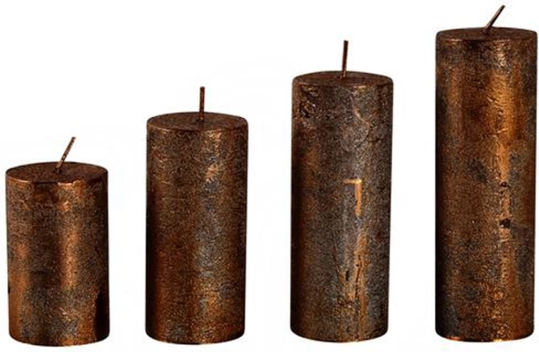 Rustic Provence Advent Candles in Copper Color, 4 pcs