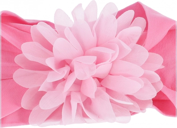 Baby headband with flower - light pink, wide