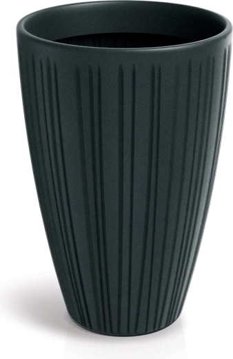 Tall Ribbed Planter Fero Round High 48 cm – Dark Grey