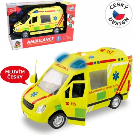 Ambulance op batterijen met Tsjechische stem 1:16
