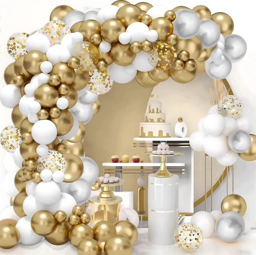 White–gold balloon garland 110 pcs
