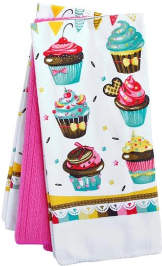 Torchons de cuisine TORO cupcakes, 38 × 64 cm, lot de 3 pièces