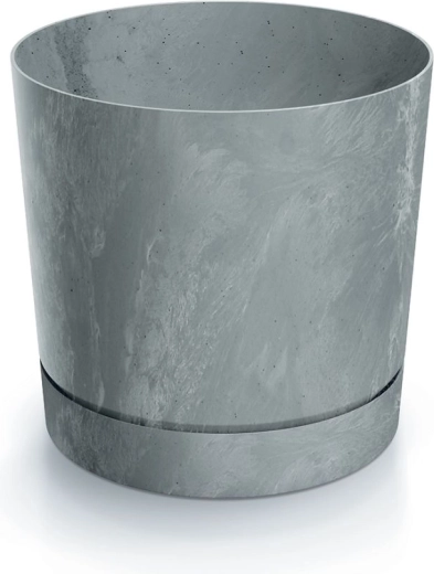 Cache-pot effet béton 10,8 cm, gris, en plastique recyclé