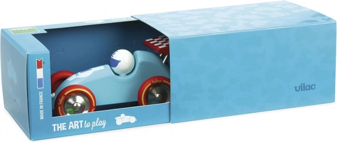 VILAC turquoise pull-along racing car with red wing